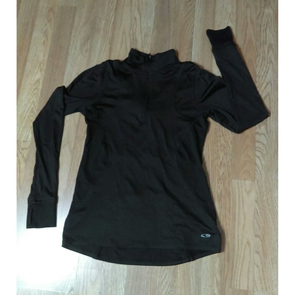 Champion Long Sleeve Black Duo Dry 1/4 Zip Thumb Holes Pullover Shirt XS/ TP